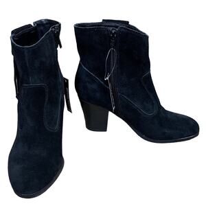 Bar III Jangle Black Suede Heeled Ankle Boots Booties Size 7 NWT